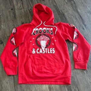 NWOT Crooks & Castles Legend Red Hoodie With Medusa Graphic Size L